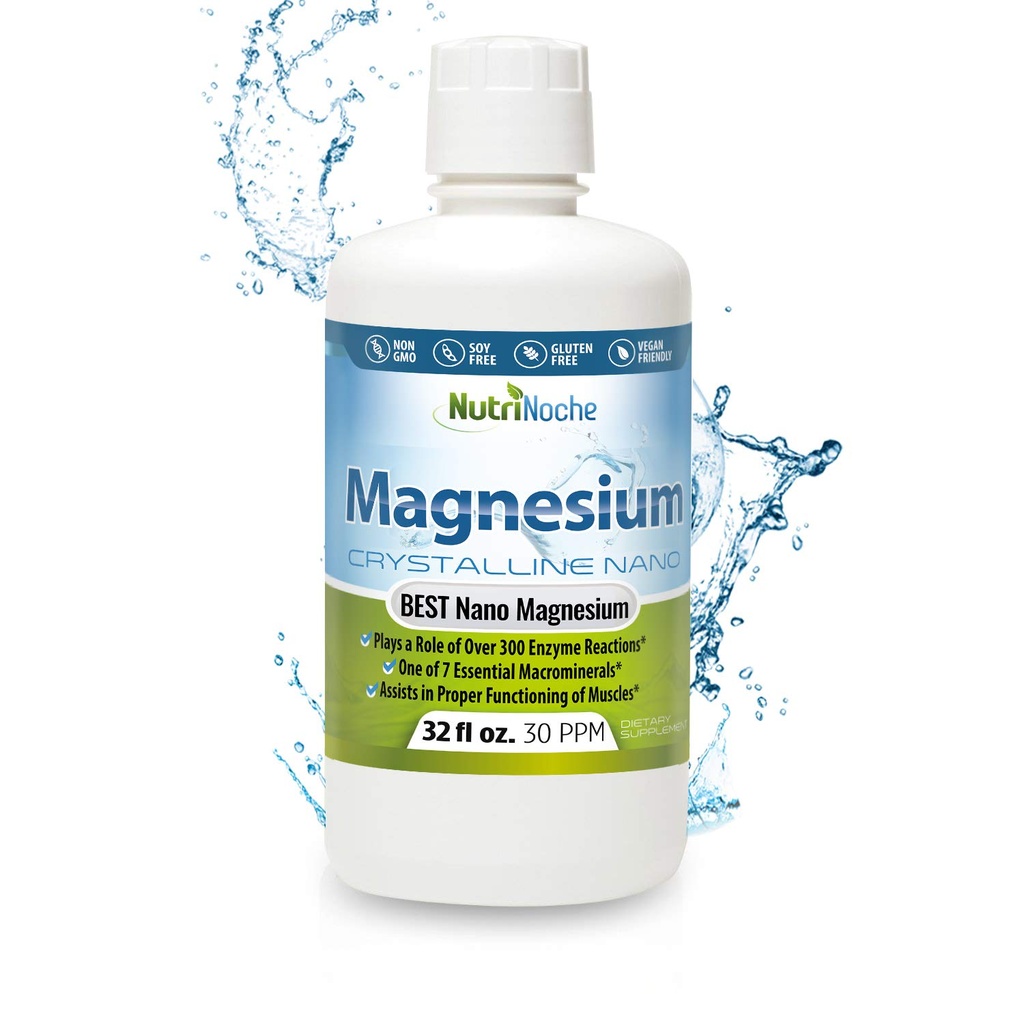 Tekutý hořčík podle NutriNoche- 99,99% Ultra čisté krystaliny Nano Drops pro maximální absorpci a biologickou dostupnost - Magnesium Glycinát kapalná alternativa - Podporuje spánkové klidové svaly
