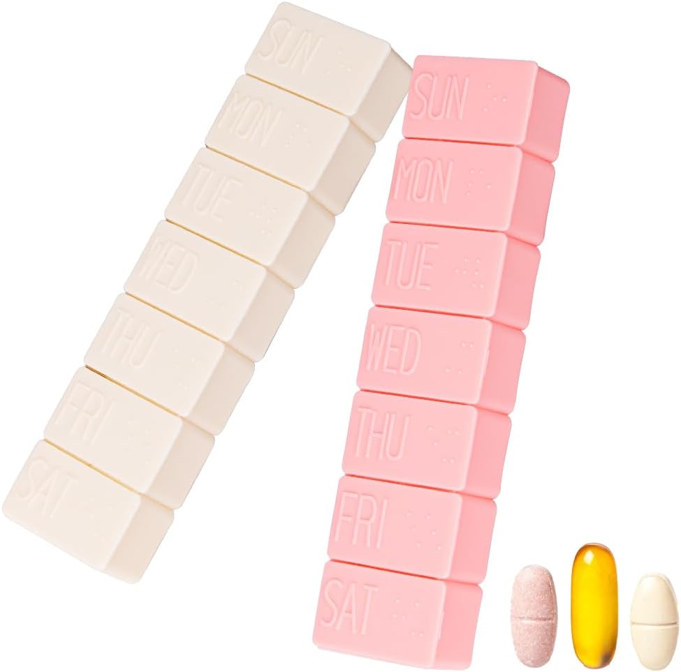sanderala 2Pack Týdenní pilulkový pořadatel, Extra velké 7 dní Pill Pouzdra Cestování Denní Pill Box pro rybí olej, Vápník Tablety Doplňky a další Vitamin Pill