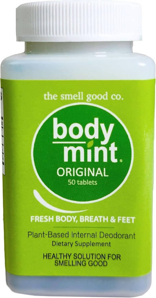 Body Mint Původní 124; Chlorofyl deodorační dodatek pro plné tělo Freshness 124; Aluminum- Free Plant- Based Internal Deodorant 124; Fresh Underarms, Dech, Tělo & Nohy 124; 50 tablet