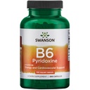 Swanson B6 Pyridoxin - dodatek k vitamínu na podporu kardiovaskulárního zdraví a energetického metabolismu - Natural Formule na podporu celkového wellness - (250 Kapsle, 100mg každý)