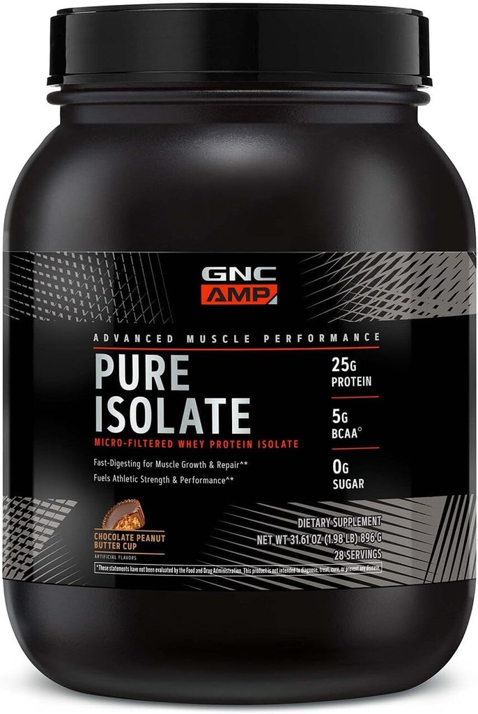 GNC AMP čistý izolát syrovátkového proteinu - čokoládový oříškový máslo pohár (28 Služeb)