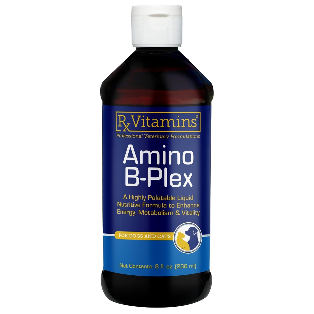 Rx Vitamíny Amino B-Plex Cat & Dog Supplement - Vitamin B Complex Liquid Plus aminokyseliny pro psy a kočky - Apetit Booster a Cat & Dog Weight Gainer - doplňky & Vitamíny - 8 oz