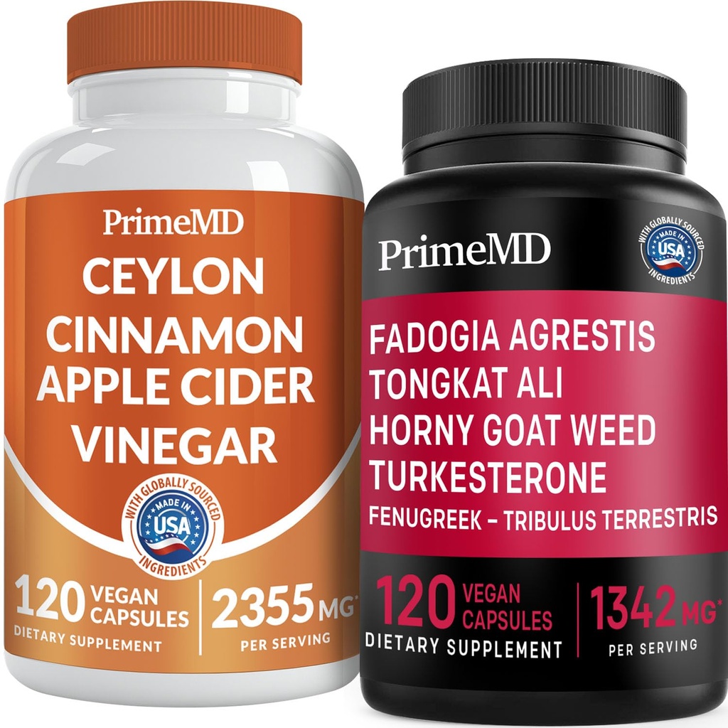 Ceylon Skořice (1pk) a Fadogia Tongkat Ali (1pk) Doplněk Bundle - Potentní vitamíny pro srdce, Energie, Svalovina, Testosteron, & Imunitní podpora - Non- GMO, Vegan, gluten- Free