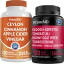 Ceylon Skořice (1pk) a Fadogia Tongkat Ali (1pk) Doplněk Bundle - Potentní vitamíny pro srdce, Energie, Svalovina, Testosteron, & Imunitní podpora - Non- GMO, Vegan, gluten- Free
