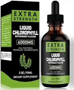 Chlorofyl Kapalné Kapky pro čistou pleť & Energy Boost - Imunitní Supplement Liquid Chlorofyl pro Gut zdraví - Vnitřní deodorant - Antioxidant- 2 FL OZ