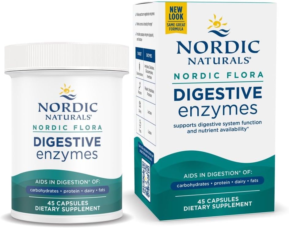 Nordic Naturals Nordic Flora Digestivní Enzymy - 45 Kapsle - Digestivní funkce, Optimalizuje Nutrient Dostupnost - Non- GMO - 45 Služeb