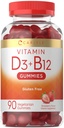 Carlyle vitamin D3 + B12 Complex Gummies PHAR124; 90 Count PHARMAN 124; Vegetarian, Non-GMO, a gluten Free Formule PHARMAN 124; Jahodové ochucené doplňky