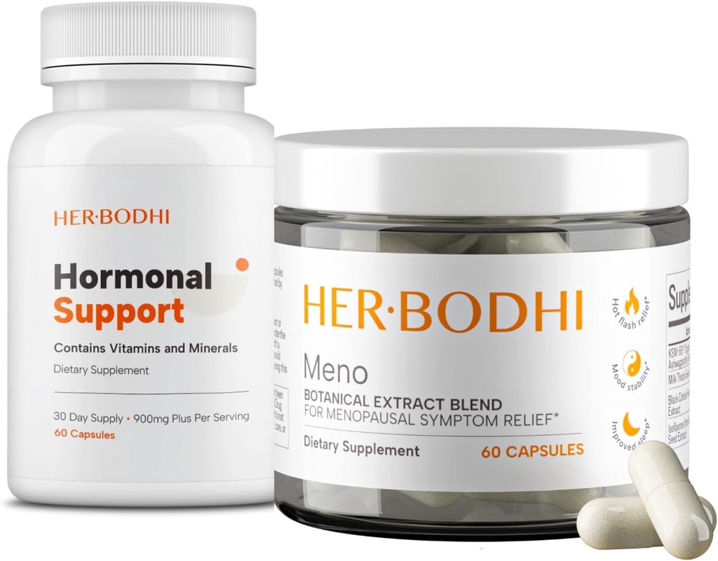 Meno & Hormonální Supplements - Menopauza Hormonální Balance pro ženy (60 Caps) a Hormon Balance Dodatek pro ženy, PMS Supplement (60 Caps), 2 položky