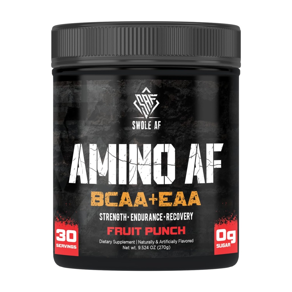Swole AF 124; Amino AF BCAA + EAA ACED 124; Essential Amino Acids for Muscle Gain Endurance & Recovery Appendix 124; Dietní dodatek pro lepší pohyb rychlejší metabolismus 124; Ovocný punč