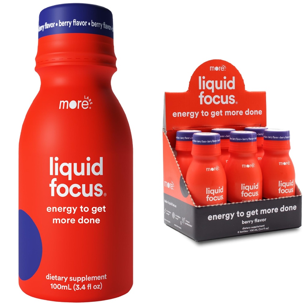 Další Labs Liquid Focus, Nootropní chytrý nápoj s výkonnými antioxidanty a adaptogenní Byliny pro energii a koncentraci, 150 mg kofeinu (balení po 6)