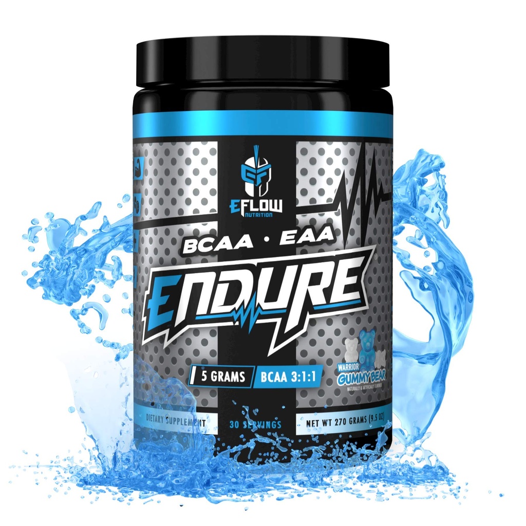 eFlow Nutrition Endure BCAA Plus EAA - Essential Amino Acids Electrolyte Powder Intra Workout - Zlepšit energii, obnovu a výkon - Warrior Gummy Bear (30 Služeb)