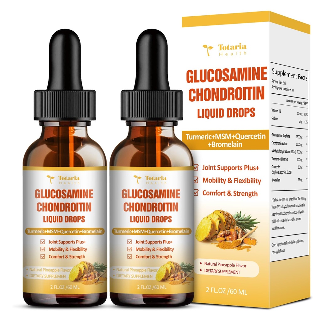 (2 Packs) Glucosamine Chondroitin MSM Podpora Společné zdraví - Chondroitin Sulfath dodatek Turmeric, Quercetin, Bromelain, MSM Olej