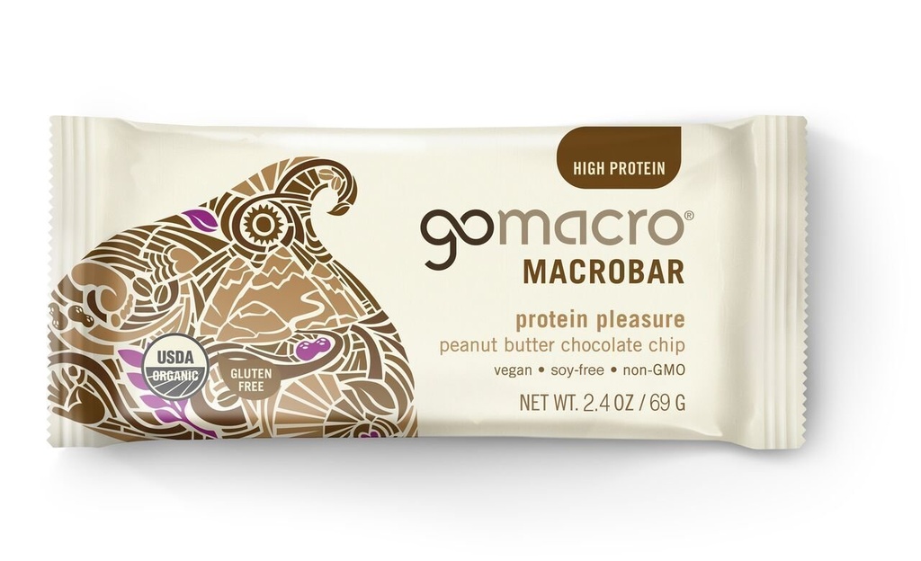 GoMacro, protein potěšení bar, arašídové máslo čokoládový čip, 2.4 oz