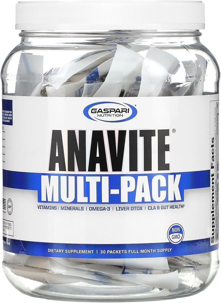 Gaspari Nutrition Anavite, Full Spectrum Multi- Vitamin Packs, Anavite Multivitamins, CLA, Omega 3s, Proven Gut, a Proven Játra Detox, Vše v 1 (30 Služební, 5 v 1 Multivitamin Pack)