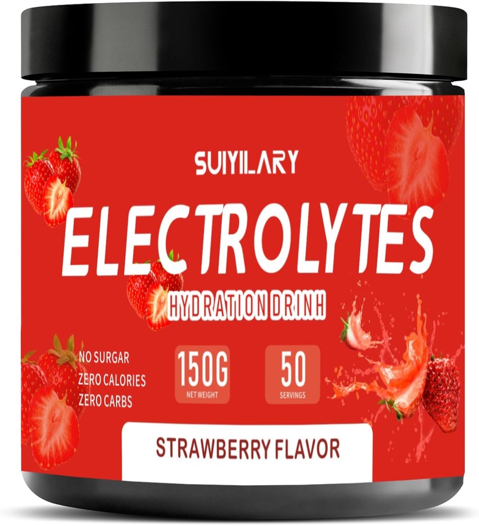 Electrolytes Powder No Sugar No Carbs, Keto Daily Electrolyte Drink Mix, Draslík & Salt Hydration Powder Electrolytes Zero Calorie Sugar Free Electrolyte Powder, Jahodové 50 Servingy