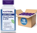 Natrol Mood Pozitivní 5-HTP 50mg s L- Theanin, Vitamin B6, Vitamin B12 a folát, Dietní dodatek pomáhá podpořit pozitivní nálady, 50 Tablety, 25-50 denní zásoba (balení po 12)