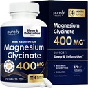 Magnesium Glycinate 400mg | 4+ Month Supply | Sleep, Relaxation & Muscle Support | High Absorption Chelated Magnesium Supplement for Women & Men | Gentle on Digestion | Vegan | 270 Tablets