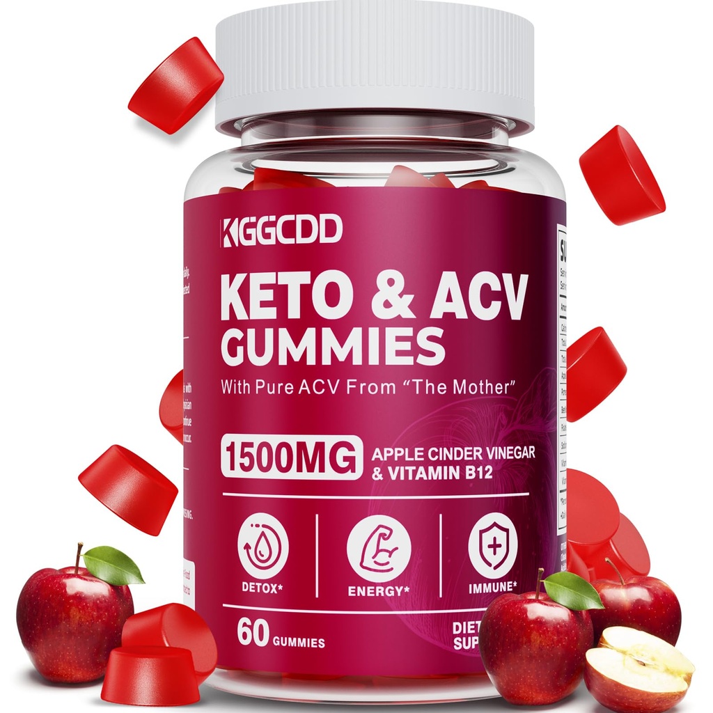 Keto ACV Gummies Advanced Weight Loss, Keto Gummy dodatek pro ženy a muže, s 1500MG Apple Cider ocet & vitamín B12, Vegan & Non- GMO, Detox & Cleanse, Low- Carb, 60 Počet