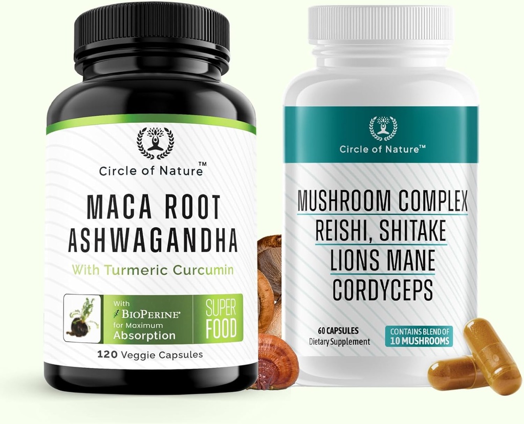 Maca Root Ashwagandha & Houba Suppliment Obsahuje lvy hříva, Cordyceps, Reshi, Shitake