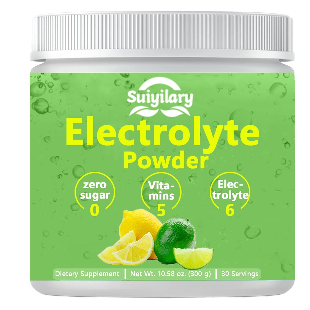 Electrolytes Powder No Sugar, Electrolyte Drink Mix, 5 Vitamíny & 6 Electrolytes, Keto Friendly, Draslík & Salt, Sugar Free Hydration Powder, Lemon Flavour 300g