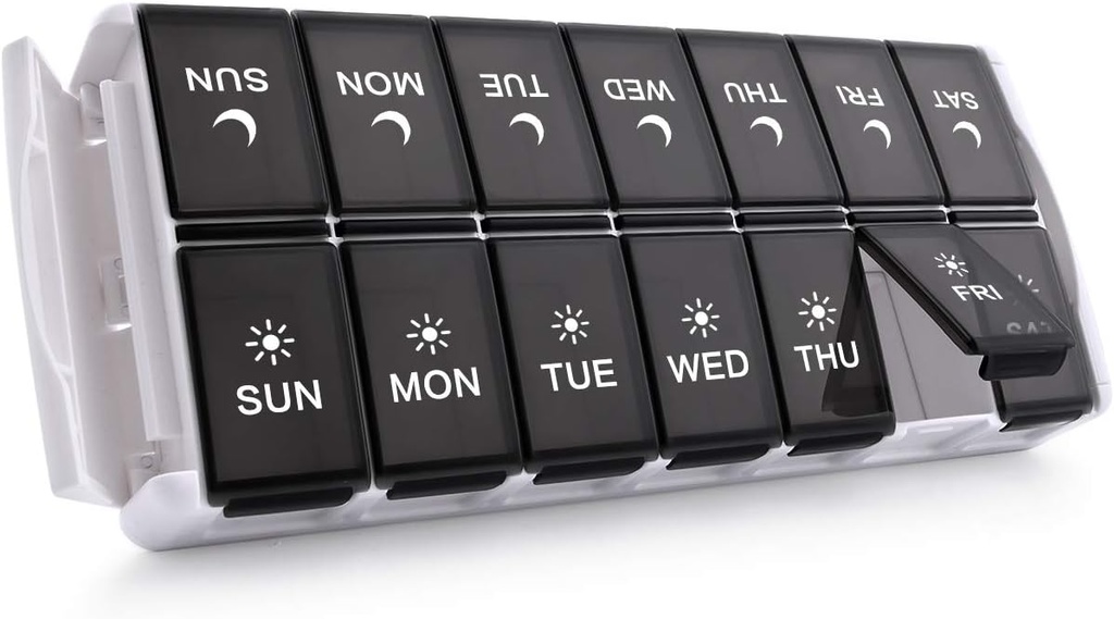TookMag Weekly Pill Organizátor 2 krát denně, Easy Fill Medicine Pill Pořadatel AM PM Pill Pouzdro, Velká kapacita 7 Den Pill Box pro pilulky / vitamín / rybí olej / doplňky (Patent Registered)