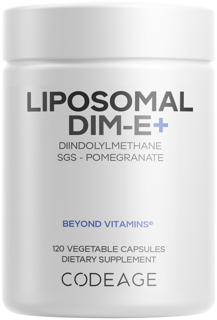 Codeage Liposomální DIM dodatek - 4 měsíce Dodávka DIM vitamínů a SGS, Granátová jablka, brokolice, Vitamin E Isomers Tocopherols Alpha Beta Gamma Delta - Liposomální vzorec - Gluten- Free - 120 Kapsle