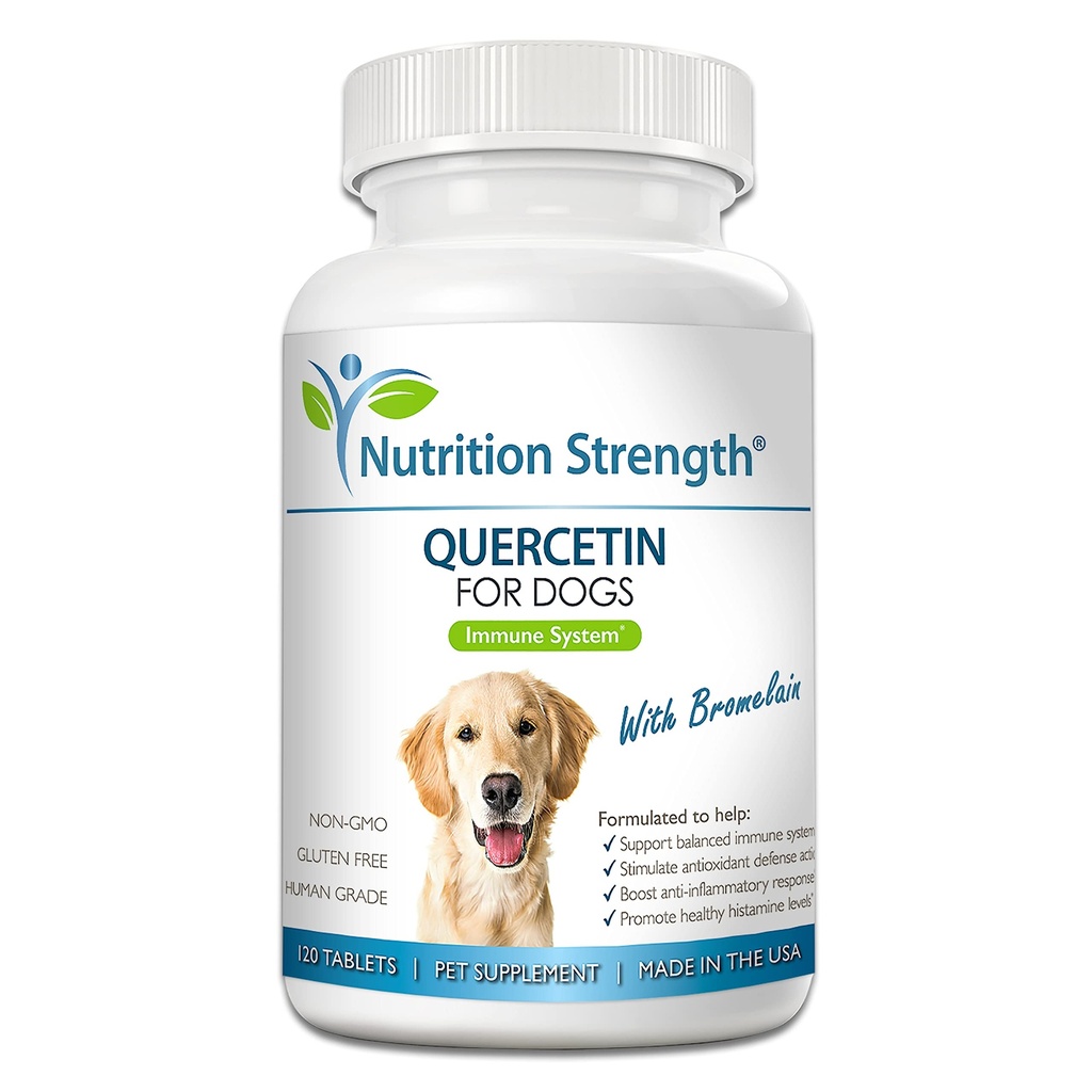 Quercetin pro psy s Bromelain na podporu vyvážený imunitní systém, Podpora zánětlivé Relief & Antioxidant Activity, Quercetin pro Psí alergie, 120 Žvýkací tablety