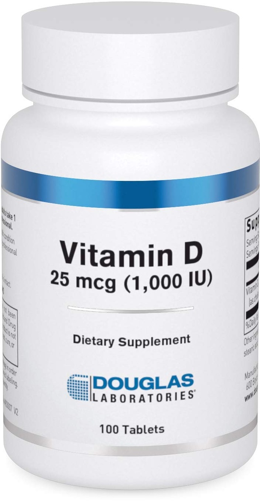Douglas Laboratories Vitamin D 25 mcg (1000 IU) - D3 Vitamin - Pro imunitní podporu, zdraví kostí a zdraví zubů * - D Vitamin jako cholekalciferol - 100 tablet