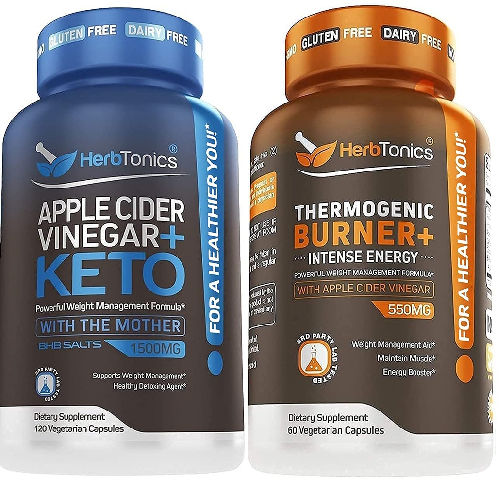 Herbtonika Apple Cider ocet + Keto BHB Formule - Digestion & Detox Support, Appetite Control Dodatek.