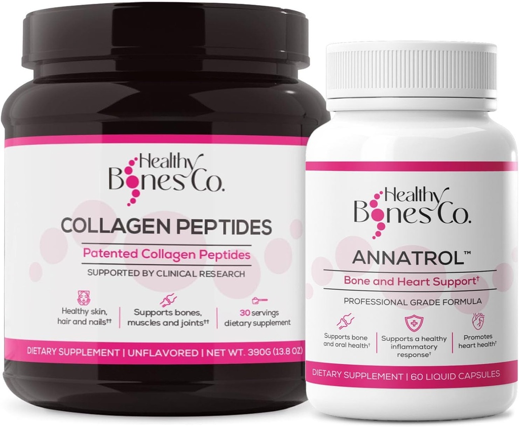Annatrol Bone Support & FORTIBONE Collagen Peptides w / FORTIGEL, VERISOL - Kompletní kost, kloub, kůže, vlasy, nehty a metabolická podpora I124; 1 měsíční dodávka (Tub, 390g)