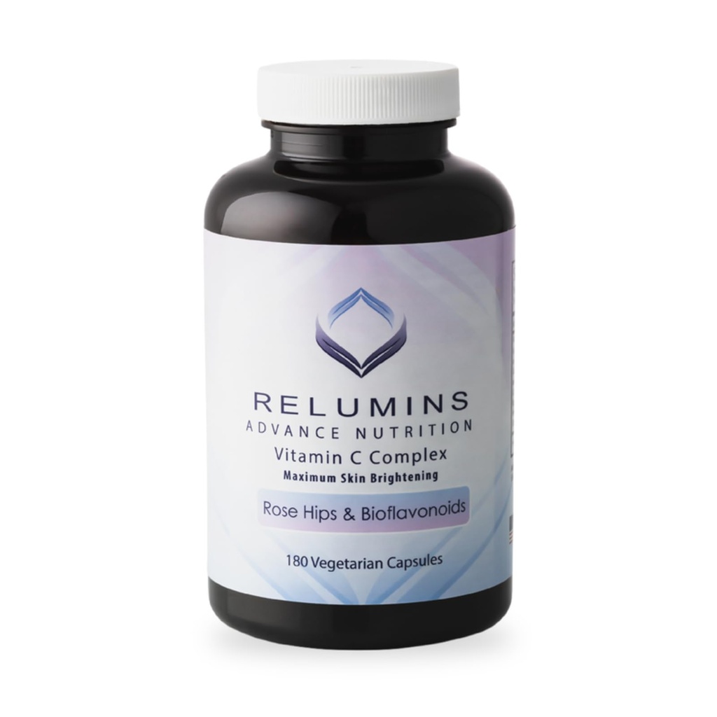 Relumins Advanced Vitamin C dodatek s Rose HIPS - 1000mg vitamínu C, Imunitní podpora a kolagen výroba, Made in USA - 180 Kapsle (90- Day Supply)