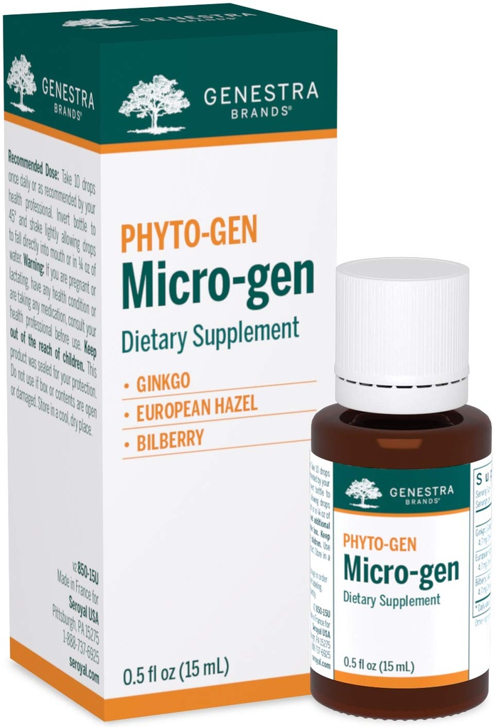 Genestra Brands Micro-gen PHARMAN124; Gingko, European Hazel, and Bilberry Herbal Supplement PHARMAN124; 0.5 f. oz.