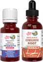 MaryRuth Organics Precision Probiotic Drops for Teens (Raspberry) & Ashwagandha Drops CU124; USDA Organic CU124; Vitaminy pro Gut Health, Relaxation, & Celkově Wellness CU124; Vegan, Non- GMO, gluten zdarma