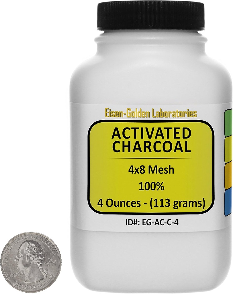 Aktivované uhlí [C] 100% ACS Stupeň Granules 4 Oz v Space- Saver Bottle USA
