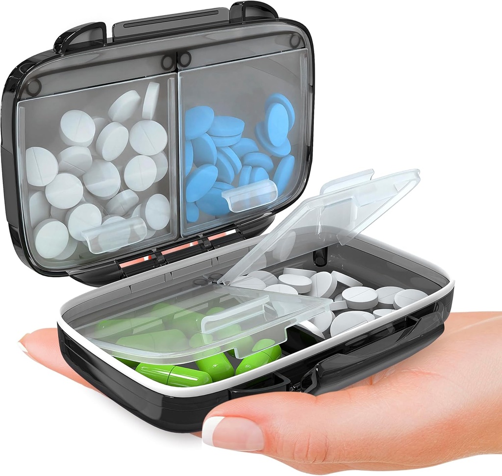 BEXEEN malá krabička na pilulky pro Purse Mini Pill Case - Medicine Pill Organizer Travel - Přenosný Pill Container Kompaktní Držák na pilulky Moisture Proof Pocket Vitamin Organizátor 4 Kompaktní medikace Kit