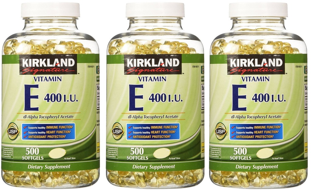 Podpis Kirkland, vitamín E 400 IU 500 Softgels fvKDn (balení po 3)