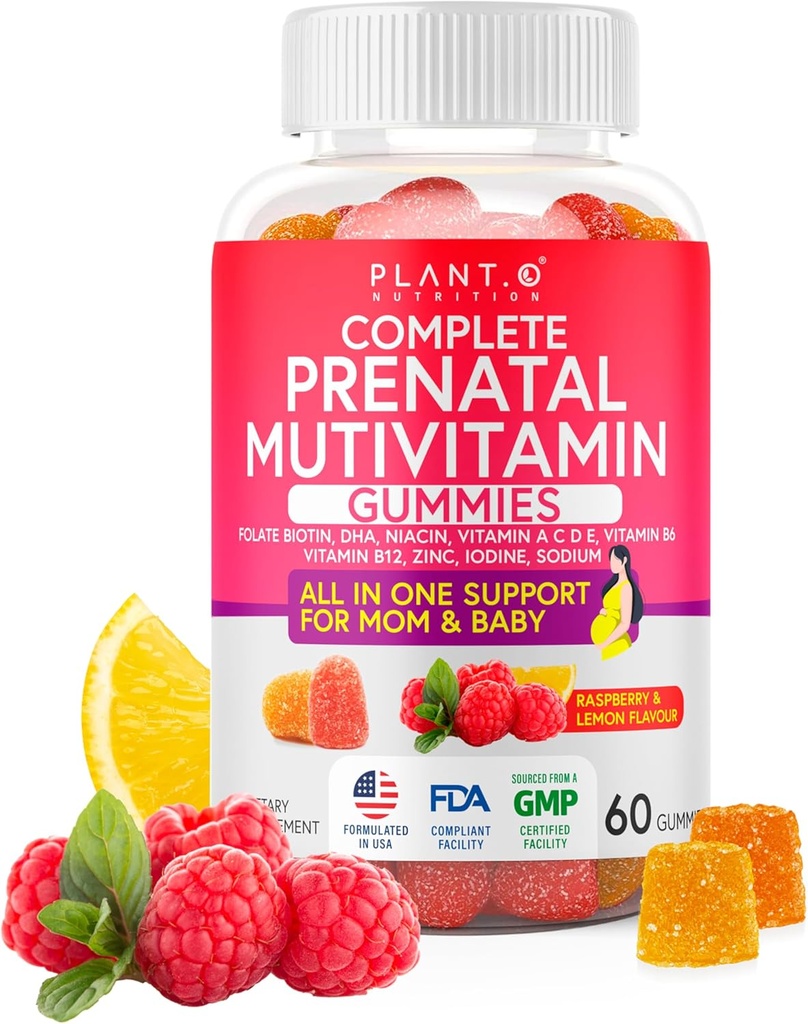 Prenatální gumy pro ženy s DHA, Folát, Vitamin B C D CZ124; Delicious Multivitamin Blend pro fetální a neurální podporu, Kosti, Energie a imunita během těhotenství
