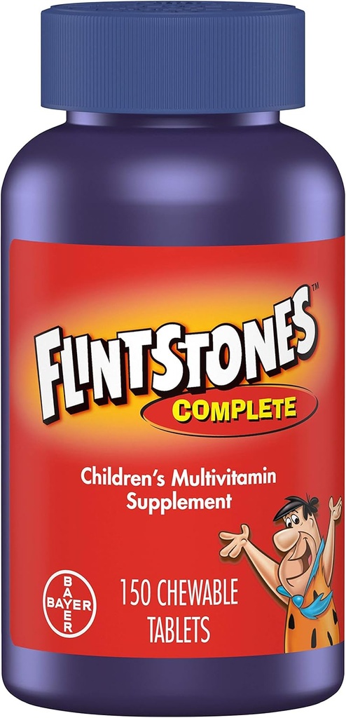 Flintstones Chewable Kids Vitamíny, Kompletní Multivitamin pro děti a Toddlers se železem, vápník, Vitamin C, Vitamin D & více, 150ct