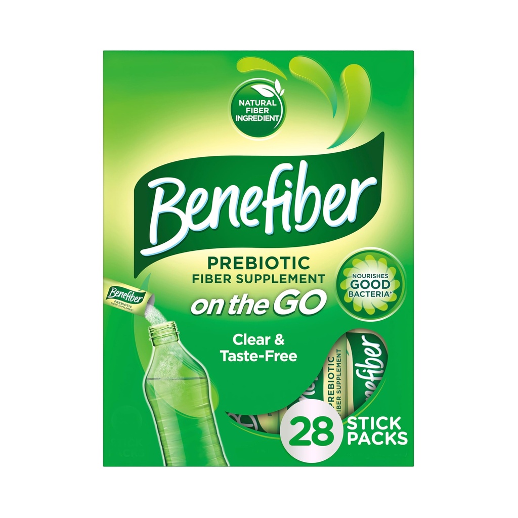 Benefiber On The Go Prebiotic Fiber Supplement Powder for Diwestive Health, Daily Fiber Powder, Neochucené Powder Stick Packs - 28 hůlek (3.92 Ounces)