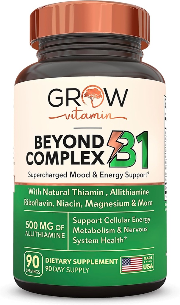 růst vitaminu nad rámec B1 Komplex - Allithiamin přírodní vitamin B1 dodatek s esenciální B- vitaminy, Thiamin, Niacin, Biotin, hořčík & Více - Podporuje energii, mood & nervový systém - 90 Kapsle