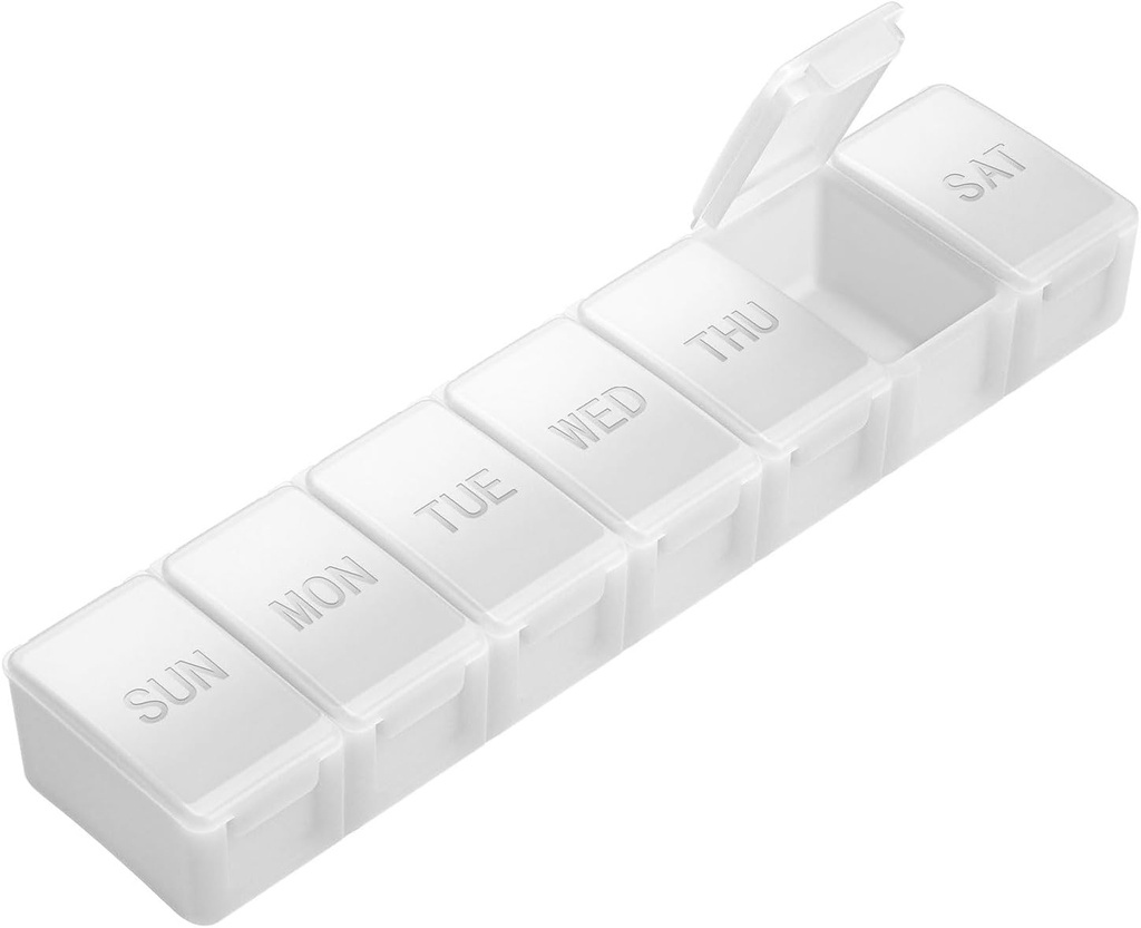 Extra Velký Pořadatel pilulek Týdenní, KAPENS Denní Pouzdro Box Velká Kapacita Compartments, 7 Den Pill Nádoby na léky doplňky Vitamin Fish Oil, Bílý