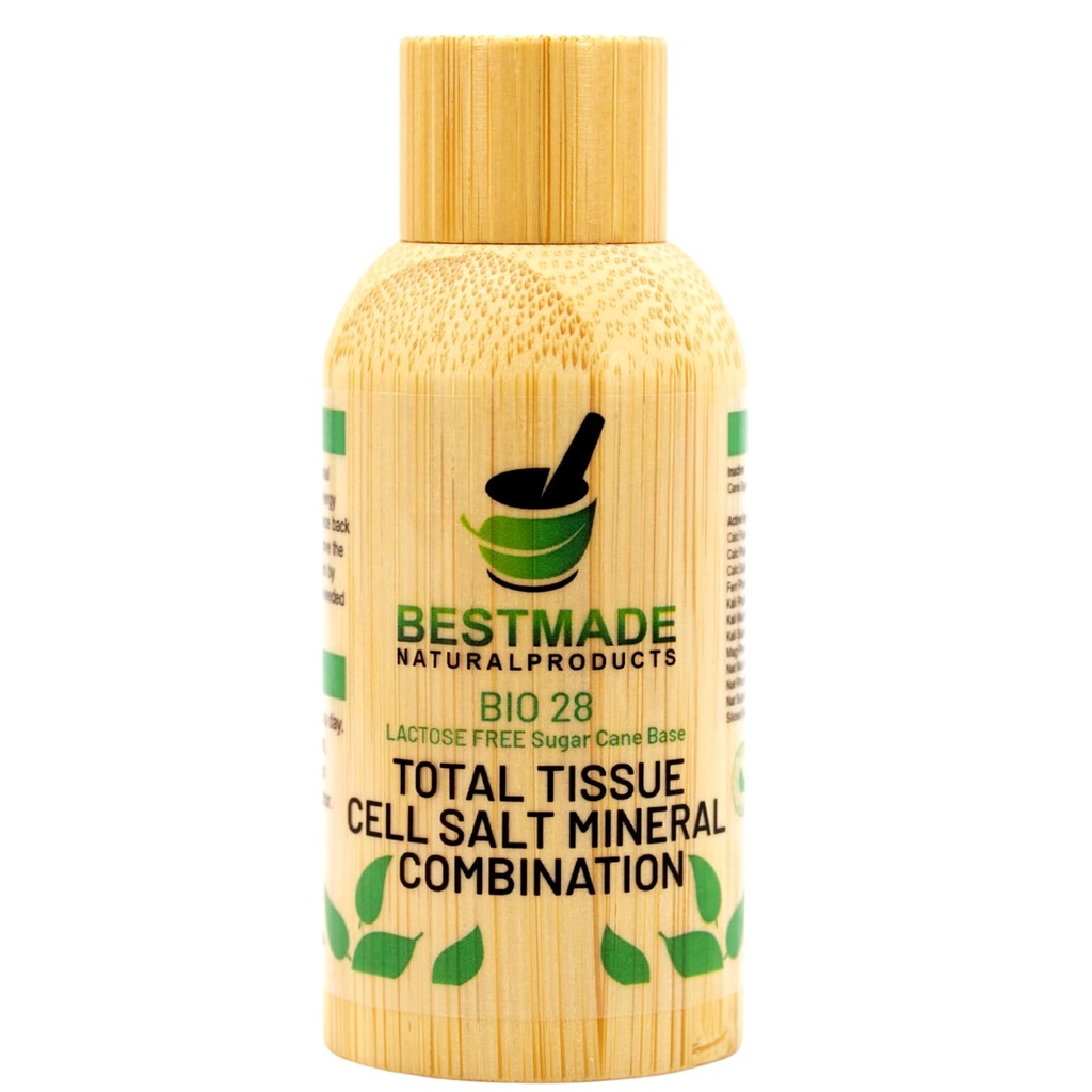 Bestmade Total Tissue Cell Salt Mineral Kombinace, BIO28 Lactose- Free - Pomáhá tělu Absorbové živiny, zvyšuje energetické hladiny, zlepšuje spánkové vzory, a obnovuje vitalitu, Vegan, 350 Pelety