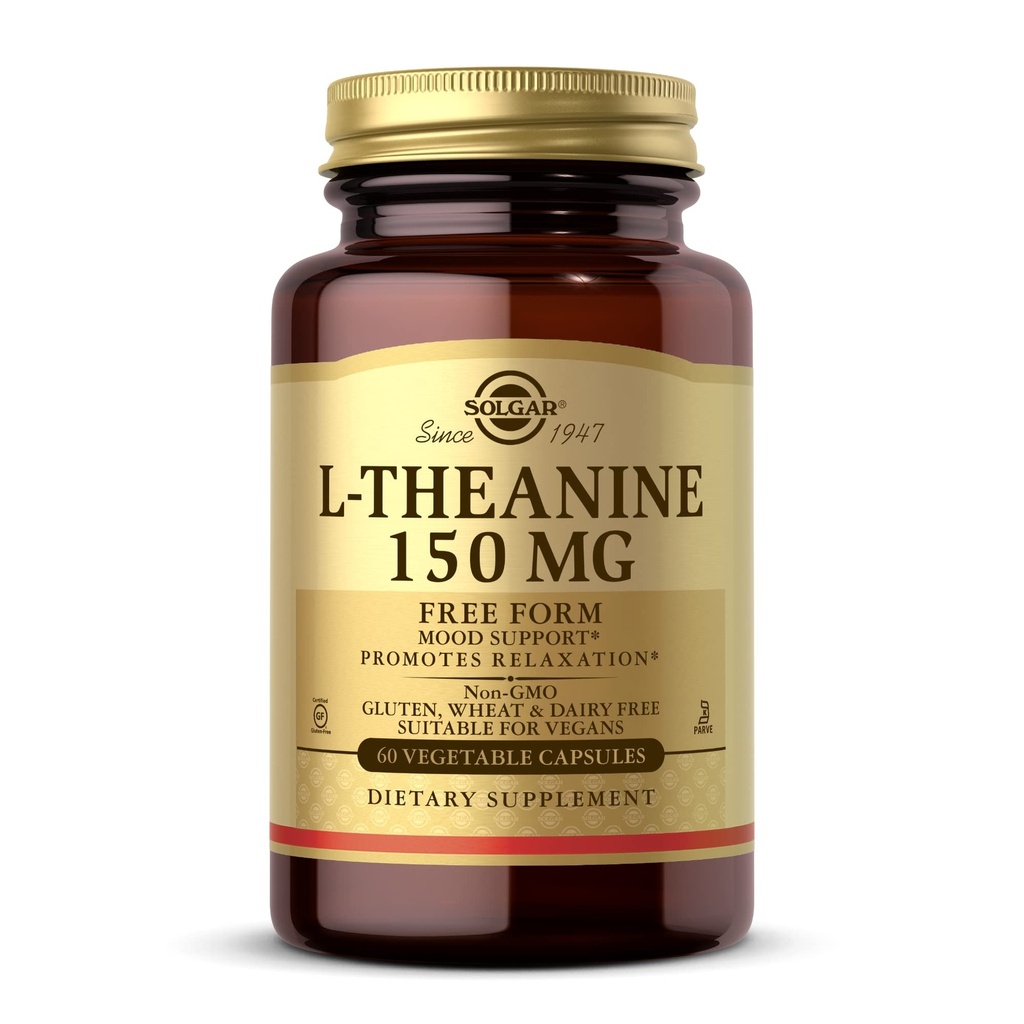 Solgar L- Theanine 150 mg - 60 Zeleninové kapsle - Promotes Relaxation - Non- GMO, Vegan, Kosher & gluten zdarma - 60 Služeb