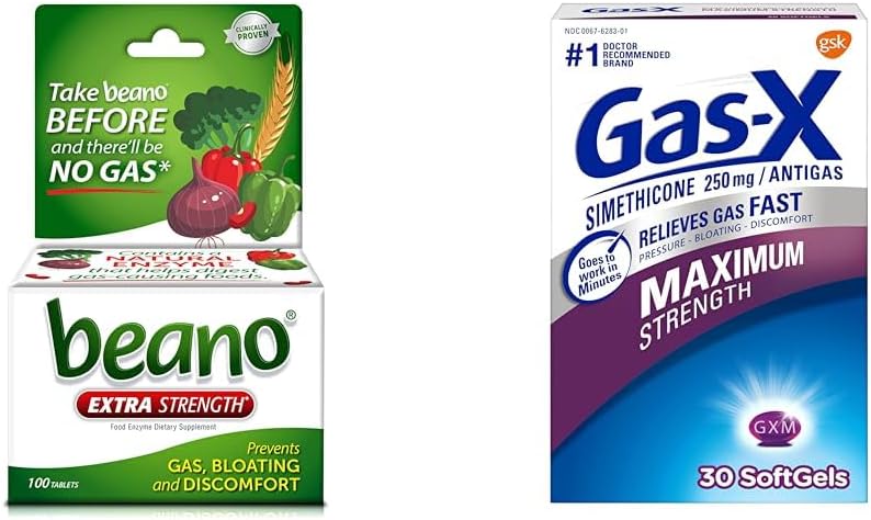 Beano Ultra 800 Počet a Gas- X Maximální síla 250mg Simethicone 30 Počet Plynová úleva