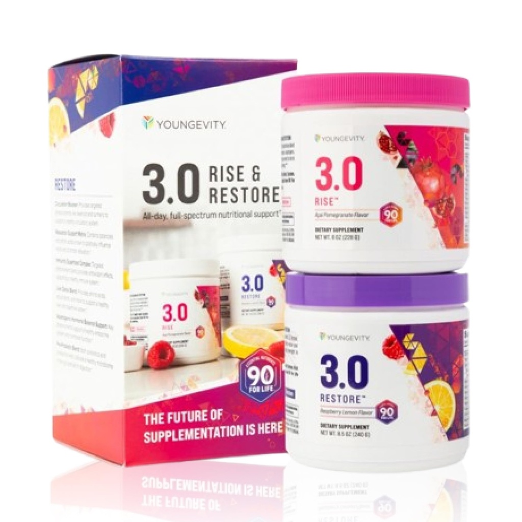 Youngevity Beyond Tangy Tangerine 3.0 Rise & Obnovit 124; Dual- System Supplement for Day & Night Israel 124; Natural Energy, Cognitive Imunication & Digestive Support Acai Pomegranate & Raspberry Lemon