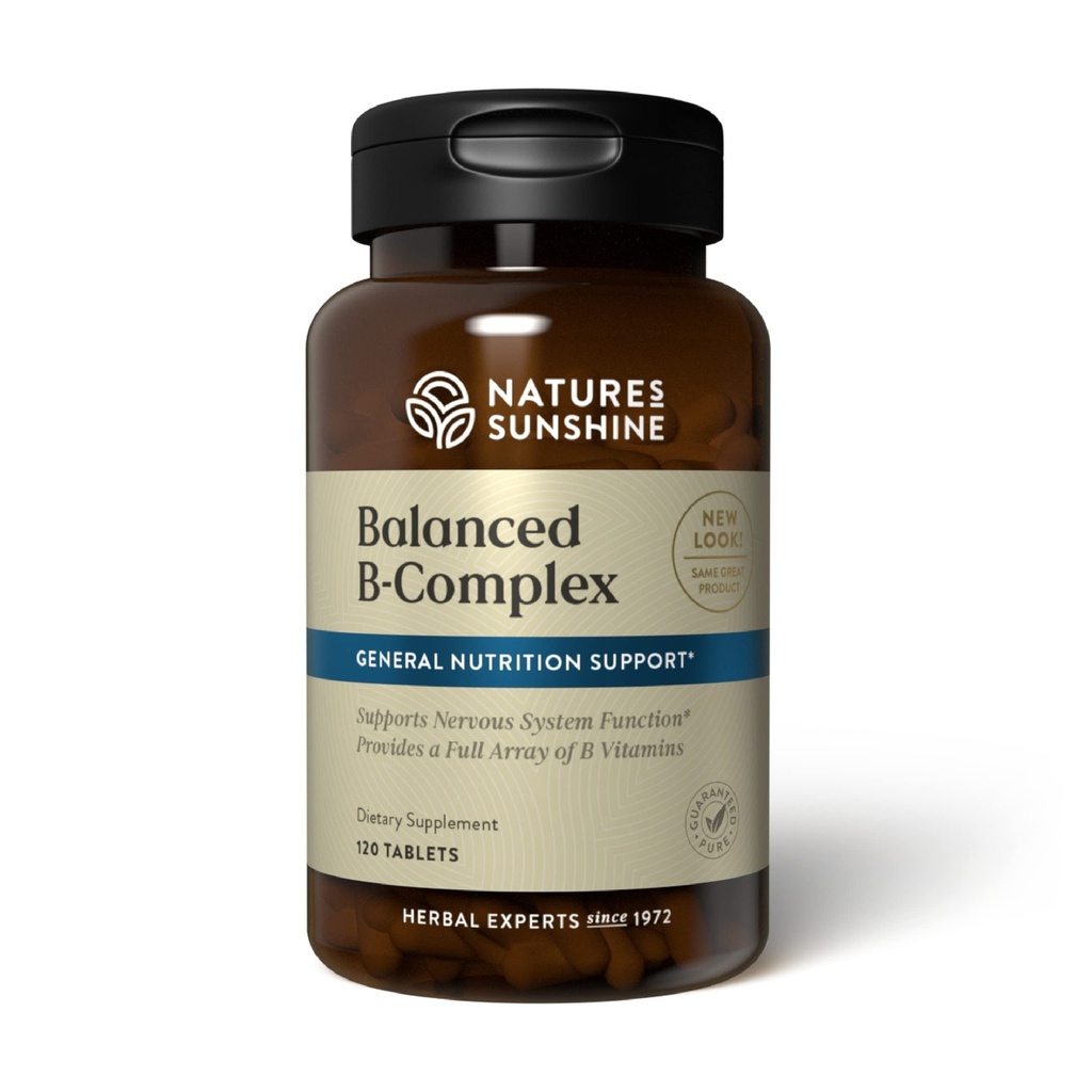 Příroda Sunshine Balanced B Complex, 120 Tablet CLAS124; B Komplexní vitamíny na podporu trávení a nervové soustavy zdraví s vegetariánské Formule