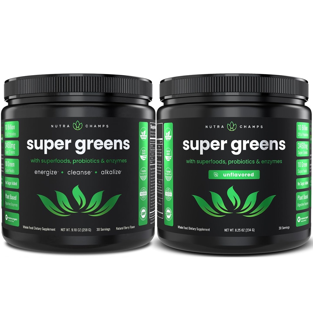 NutraChamps Super Green Berry & Super Green Neochucené Bundle - 2 měsíce Dodávka