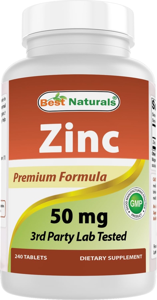 Nejlepší Naturals Zinek dodatek jako zink Gluconate 50mg 240 Tablety - imunitní podpora