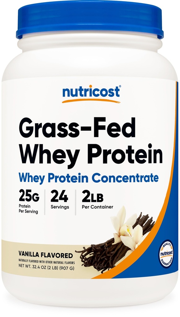 Nutricost Grass- Fed Syrovátkový proteinový koncentrát (Vanilla) 2LBS - Nedenaturovaný, Non- GMO, gluten zdarma