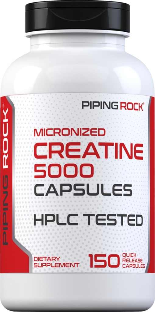 Piping Rock Creatine Monohydrát Kapsle 124; 5000mg CLAS124; 150 pilulky CLAS124; Mikronizovaný doplněk pro muže a ženy CLAS124; Non- GMO, gluten zdarma